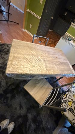 Small Dining Table & Chair Set – Light Wood & Metal Frame