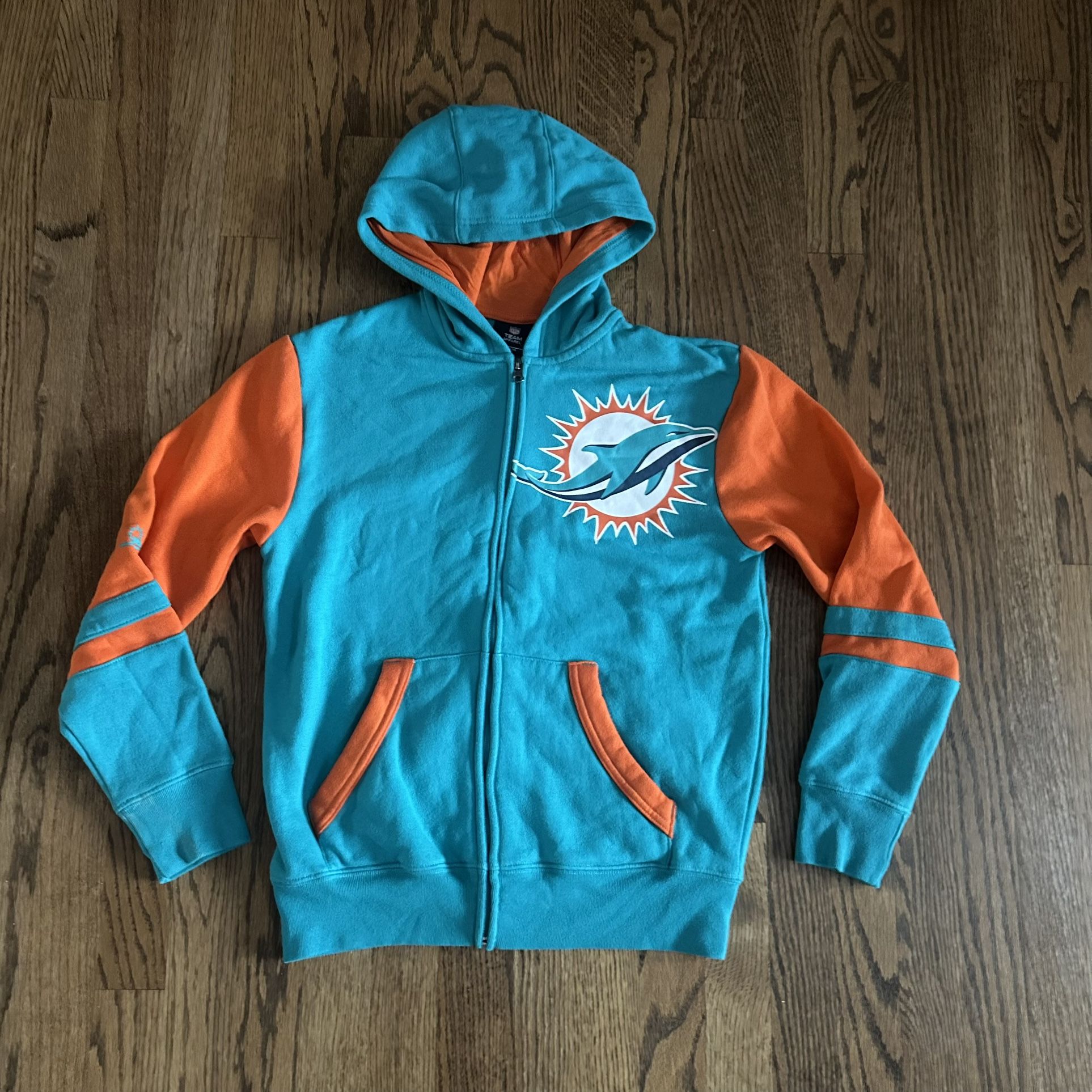 Youth Large NFL Miami Dolphins Football Stadium Full-Zip Hoodie Sweatshirt