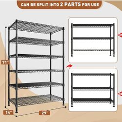 😀 REIBII  71"Hx29"Wx14"D Storage Shelves 6 Tier Wire Shelving Unit Metal Shelves Adjustable Shelving Units and Wire Shelf Storage Rack Shelf