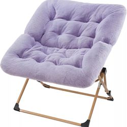 OAKHAM Comfy Saucer Chair for Adults, Soft Faux Fur Folding Lounge for Bedroom
