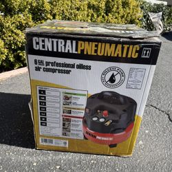 6 Gallon Central Pneumatic Oil-Less Air Compressor – Like New
