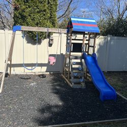 Backyard Hill All Cedar Wooden Swing Set