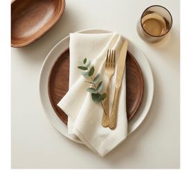 Solino Home 100% Pure Linen Dinner Napkins birch, Fete 20 x 20 in, Set of 4 for kitchen, dining, table setting, indoor outdoor, gifting, OEKO-TEX Cert