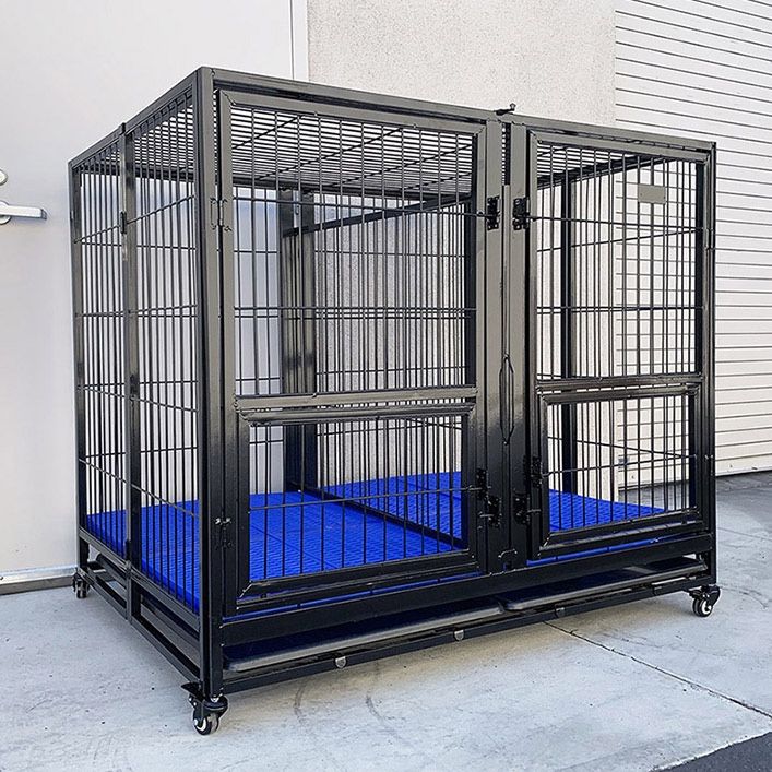 (NEW) $230 X Large 49” Heavy Duty Folding Dog Cage 49x38x43” Double Door Kennel w/ Divider