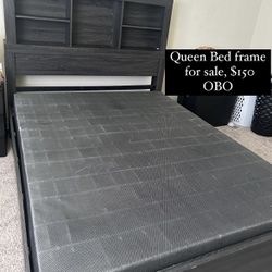 Dark Wood Queen Bed Frame  W/ Storage 