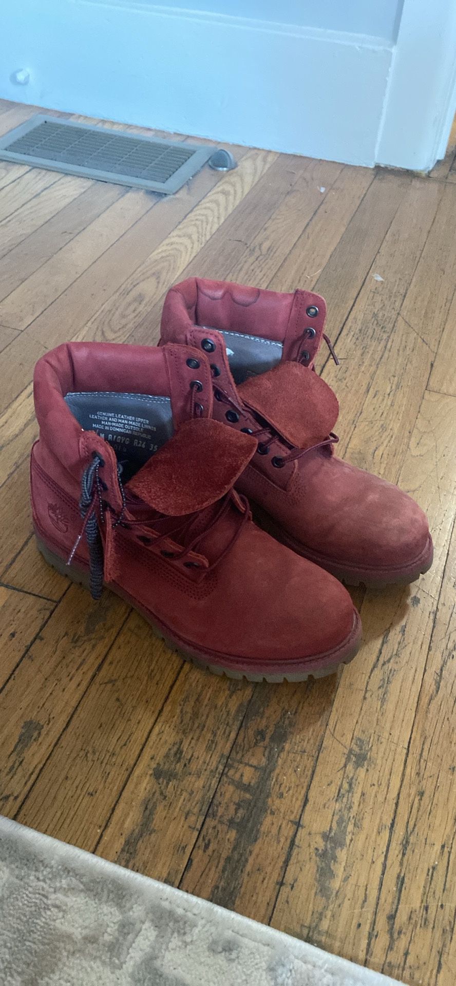 Mens Timberland Boots, Red, Size 9.5
