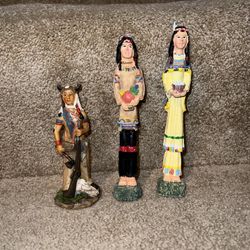 Native American Skinny  Indians set of 3 Figure Decor