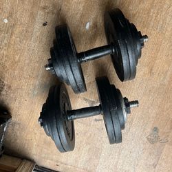 60lb each adjustable dumbells