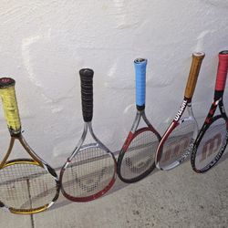 3 Wilson  And 2 Head Tennis Racket 