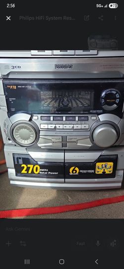NEAR MINT Vintage Philips FW-P78 Mini Hi-Fi System - 270W - 5 Speaker Set