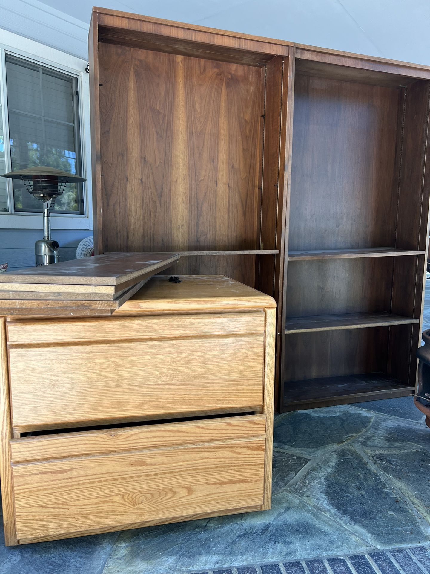 Solid Oak Office File Cabinet And Bookshelves FREE 