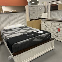 Queen Bedframe And Dresser Mirror 