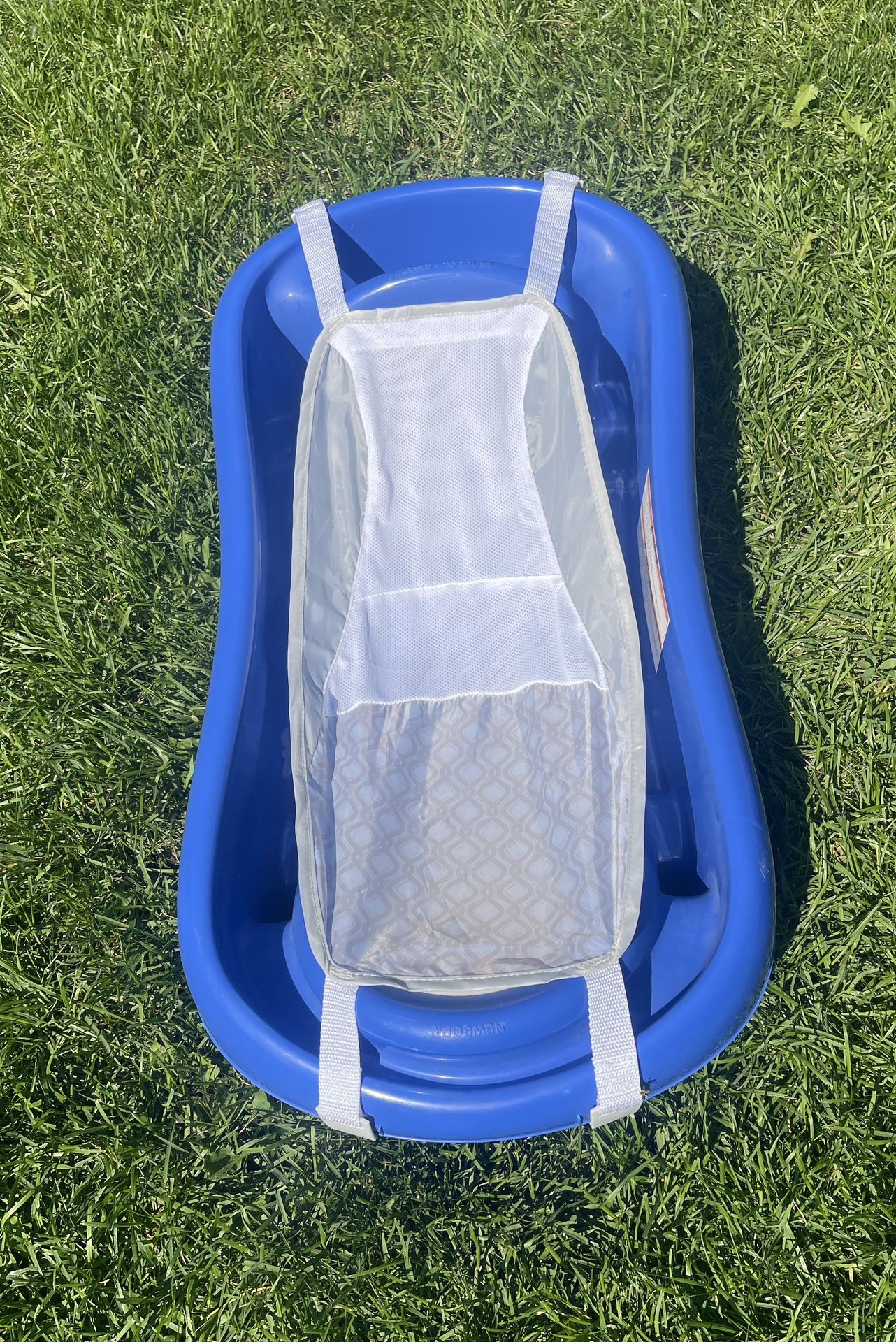 Blue Baby Bath Tub with Mesh Sling