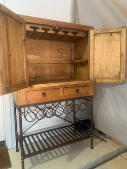 Rustic Wooden Bar Wine Cabinet