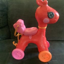 Lalaloopsy Rolling Rocking Ride On Horse 12" Pink Giraffe For Full Size Dolls Mint