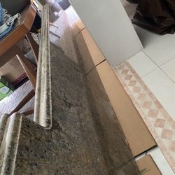 One Piece “L-Shape” Designer Piece Of Granite Measurement; 98.5 Long X 26” Wide Price Reduced $675. Obo