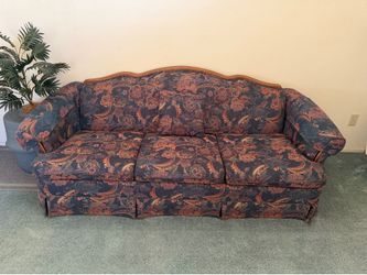 Vintage Sofa - multicolored with wood trim