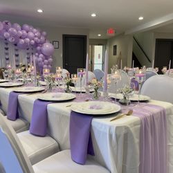 Purple Napkins , Table Runners, Est 