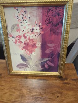 Abstract floral print in gold frame