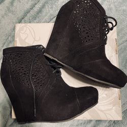 Black Wedge Booties 