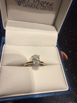 Oval 1ct lab grown diamond ring 14k yellow gold band