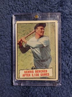 1961 Topps Lou Gehrig Card #405 Hall Of Famer GEHRIG BENCHED AFTER 2,130 GAMES