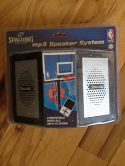 Spaulding mp3 speaker system hooks on basketball hoop