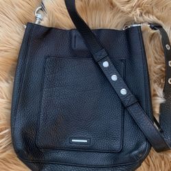 Purse Bucket Bag Cross Body Black 100% Leather