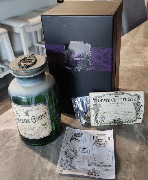 Disney Parks Haunted Mansion Hatbox Ghost Host a Jar 50th anniversary