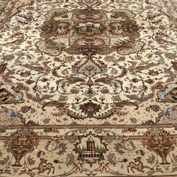 Large 13x10 Silk And Wool Iranian Persian Tabriz Hand Made Carpet