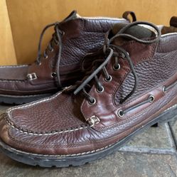 LL Bean Chukka Allagash Bison Brown Leather Moc Toe Boots Mens 11 1/2 - 11.5 D