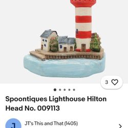 Spoontiques Hilton Head Lighthouse. Great condition, there is a paint chip in the water and some distressing on the top (see pics). Stands approx. 4 1