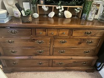 Vintage wood dresser- lots of storage
