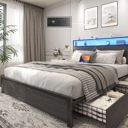 Queen Bed Frame With Drawers