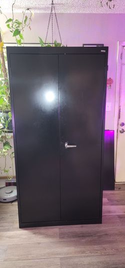 Black metal storage.