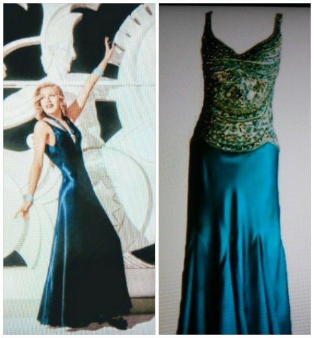 Old Hollywood Glamour Peacock Green Beaded / Satin dress