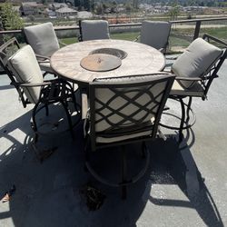 Pub Height Fire Pit Table With Chairs 