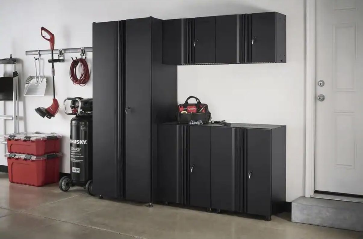 Husky 5-Piece Regular Duty Welded Steel Garage Storage System in Black (78.4 in. W x 75 in. H x 19.6 in. D)