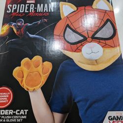 Miles Morales Spider-Man Spider-Cat Adult Plush Costume Mask Glove Set Cosplay