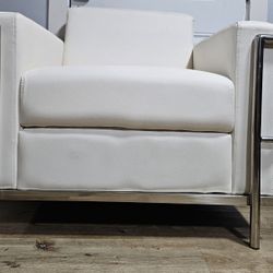 White Modern Faux Leather Accent Chair