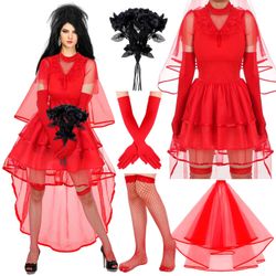 Lydia Red Bride Beetlejuice Costume Ladies Medium 