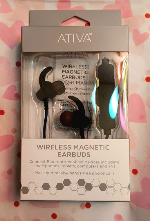 Ativa™ Wireless Magnetic Earbuds, Dark Blue

