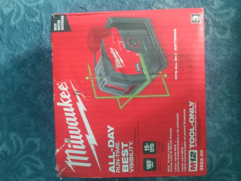 Milwaukee
M12 12-Volt Lithium-Ion Cordless Green 125 ft. Cross Line and Plumb Points Laser Level (Tool-Only)