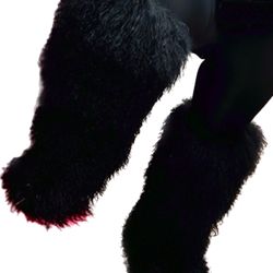 Black Real Fur Shaggy Knee Boots Size 6.5, 7 Message True Size For Pickup Or Delivery (Summerdale & Pratt) 