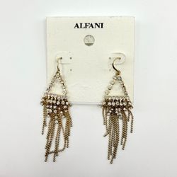 Alfani Gold Tone Crystal Fringe Dangle Earrings - Statement Y2K