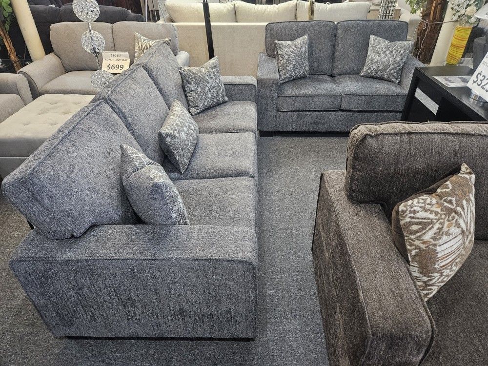 Brand New Gfay Chenille Sofa + Loveseat 2PCs Set