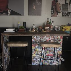 Bar Top … Wood cool stickers and 2 chairs