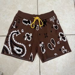 Paisley Knit Shorts Brown 