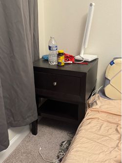 Dark Brown Nightstand with Drawer – $15