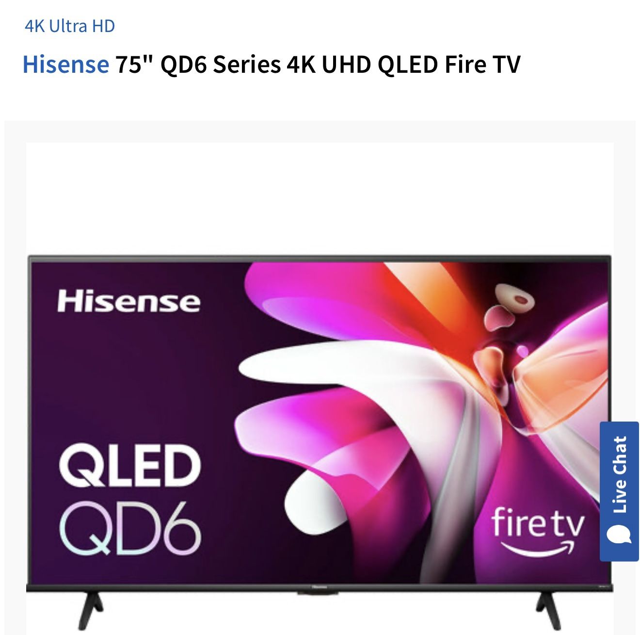Hisense 75”QD6 Qled Fire tv